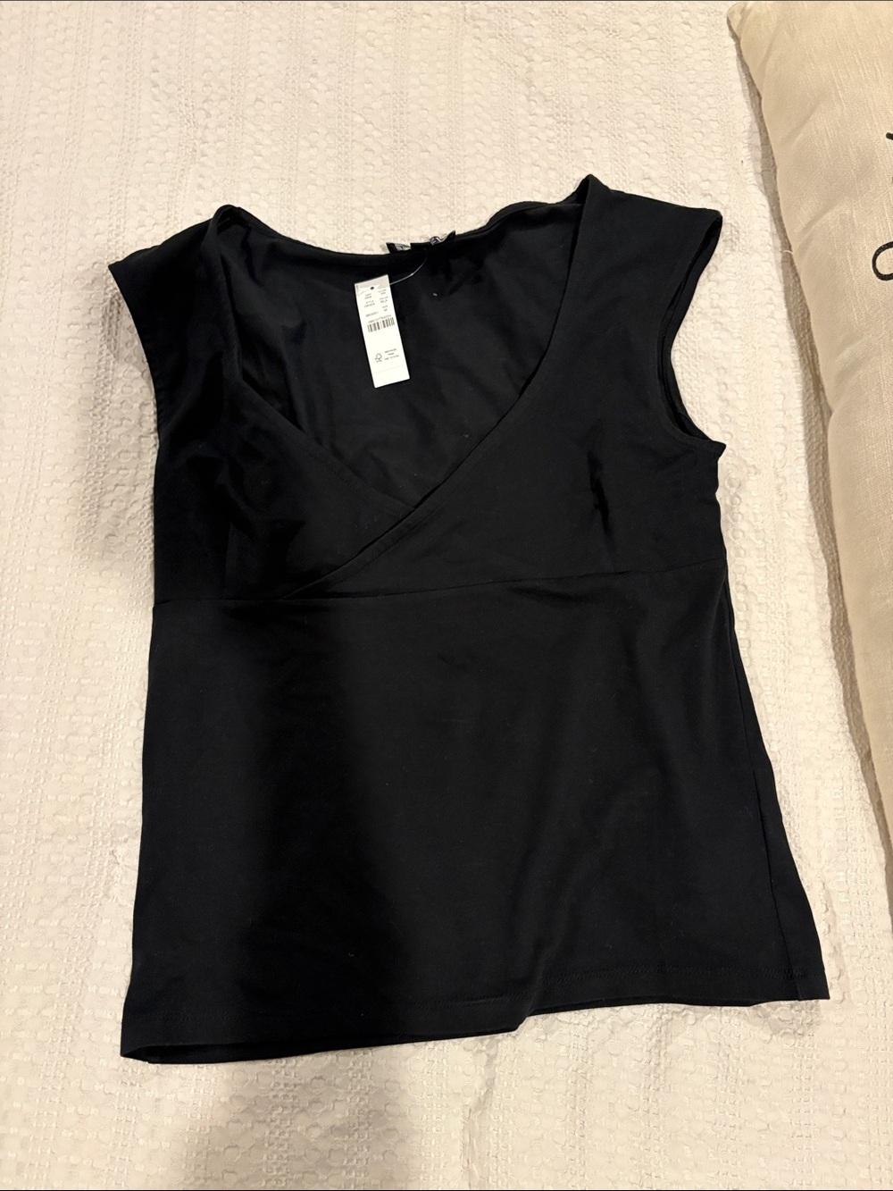 J. Crew Black V-Neck Cap Sleeve Top